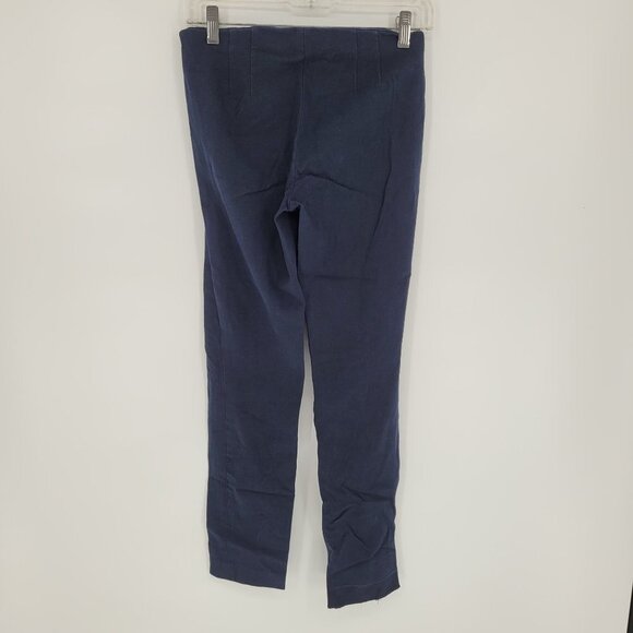 Theory womens 2 navy blue Belisa 2 scroll dart detail stretch trouser pant - Picture 10 of 11